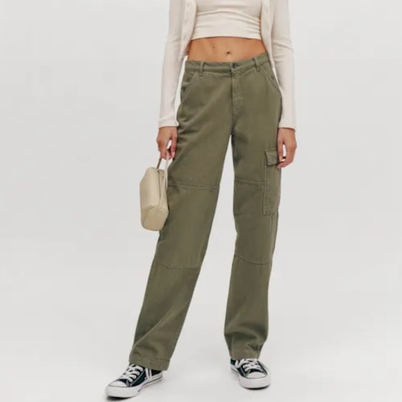 Reformation Bailey High Rise Utility Pant Women's 24 Olive Green Cargo Grunge - Picture 1 of 6